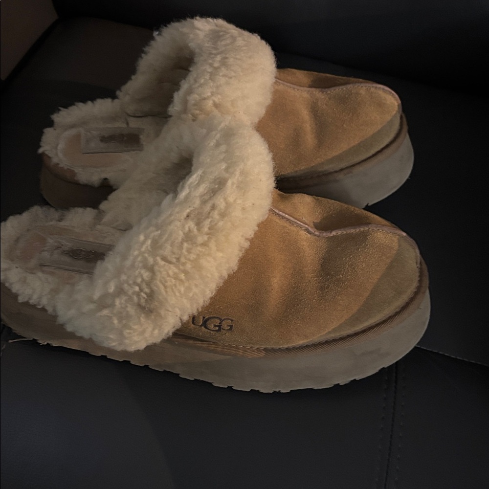 UGG Chestnut Suede Shearling Mules